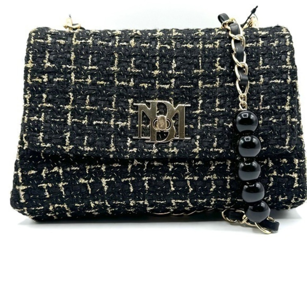 Badgley Mischka Elegant Black Tweed Bag